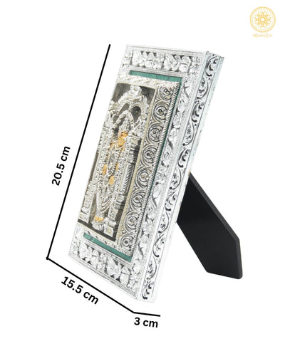 Handgeschnitzter Tirupati Balaji-Rahmen mit Blattgold | Tischplatte