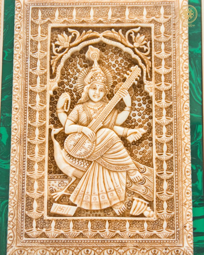 Exquisiter Sarasvati Ji-Wandrahmen zum Aufhängen, Kunstdekor für Zuhause und Büro