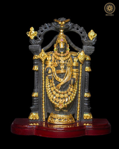 Black Tirupati Balaji Idol with Rose Gold Plated Jewellery