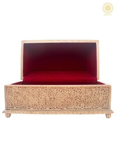 Vintage handgeschnitzte Schmuckaufbewahrungsbox mit Malachitintarsien