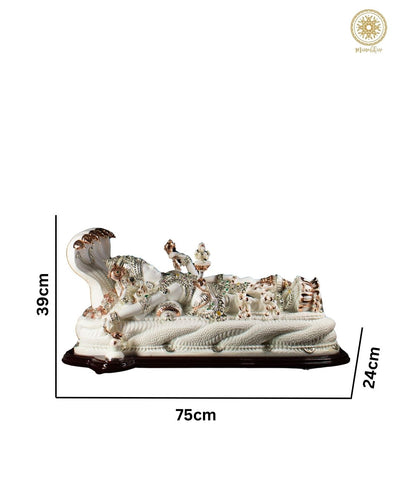 Handgeschnitzte schlafende Vishnu Ji Statue aus Marmorstaub