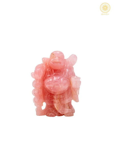 Rose Quartz Standing Laughing Buddha Statue for Love and Happiness
