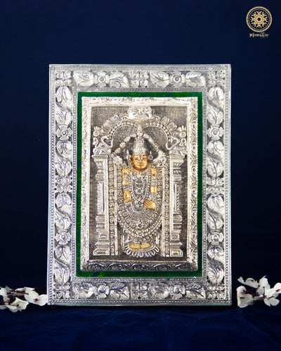 Handgeschnitzter Tirupati Balaji-Rahmen mit Blattgold | Tischplatte