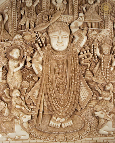 76 cm großes Shrinathji Wandbild | Harzkunst für Zuhause & Tempel
