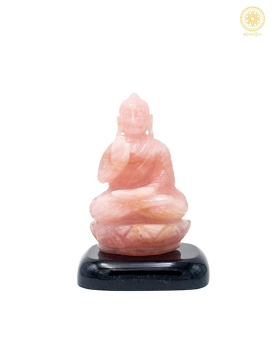 Rose Quartz Vitarka Mudra Buddha Statue for Love and Wisdom