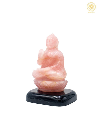 Rosenquarz Vitarka Mudra Buddha-Statue für Liebe und Weisheit