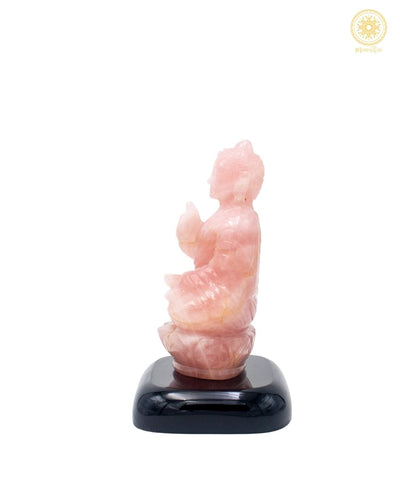 Rosenquarz Vitarka Mudra Buddha-Statue für Liebe und Weisheit