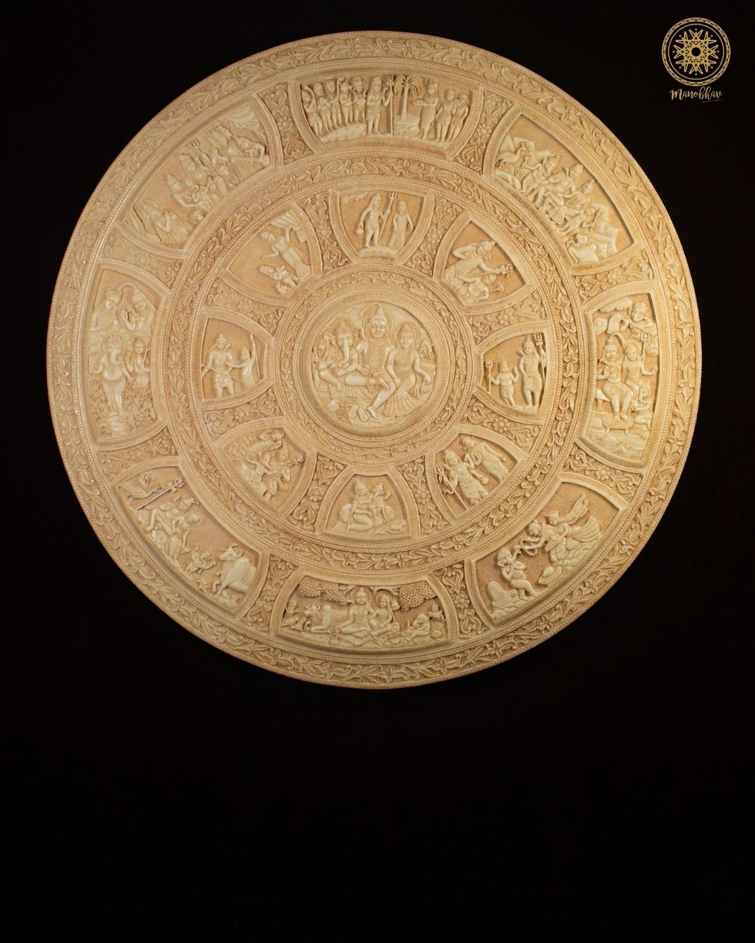 30" Large Shiva Parivar Resin Wall Hanging Frame for Pooja Room