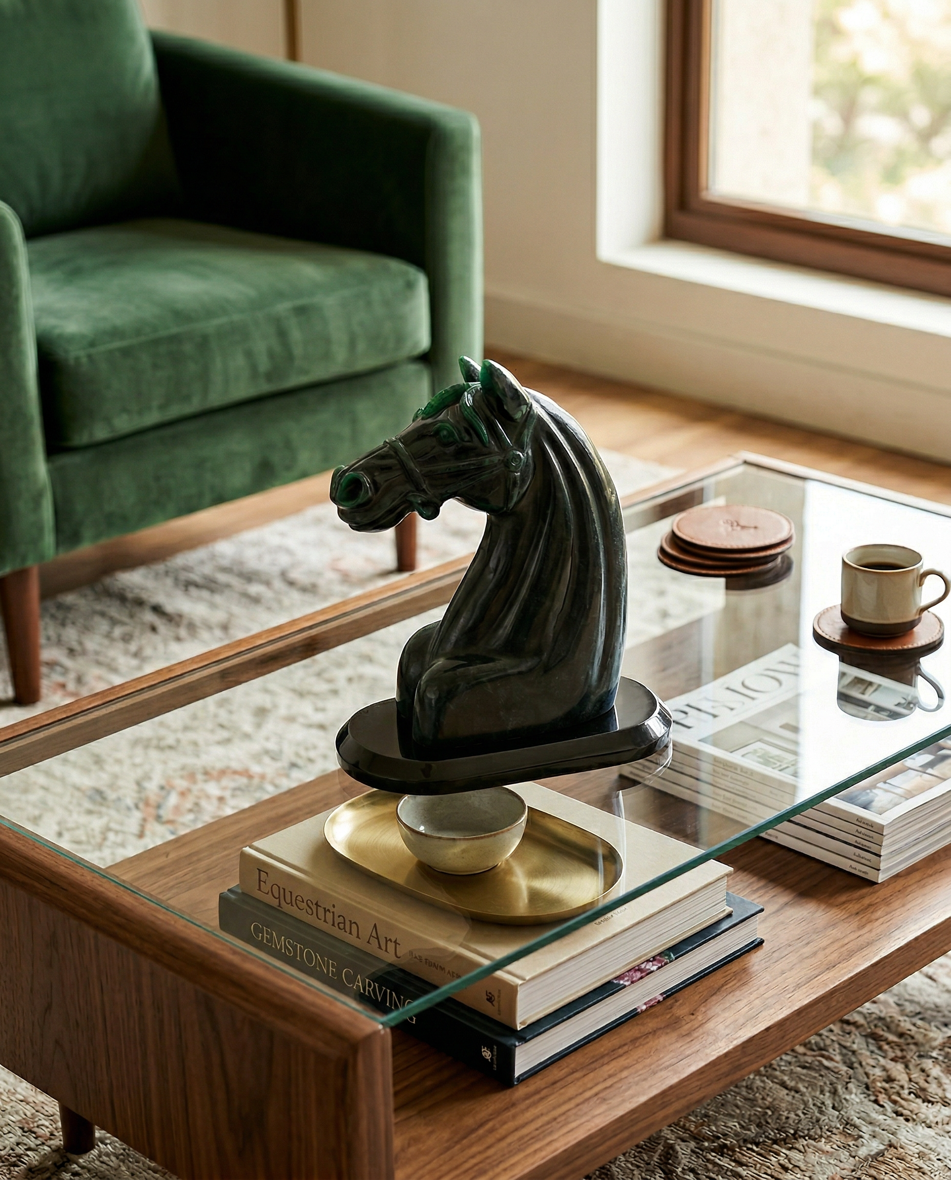 Natural Green Aventurine Horse Statue | Handmade Home Decor Sculpture