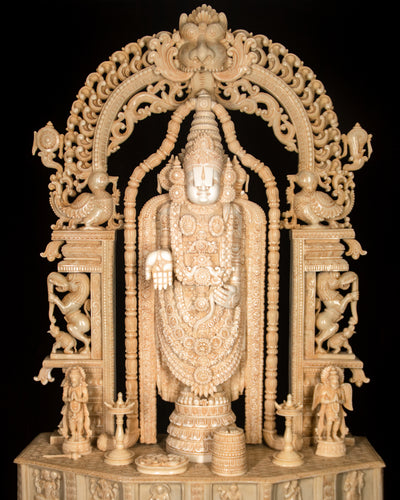 Handgefertigte Tirupati Balaji Statue | Marmorstaub-Murti für Zuhause & Tempel
