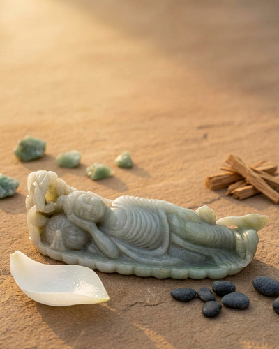 Schlafender Buddha aus Grünem Aventurin für Frieden und Entspannung