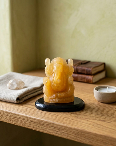 Gelber Aventurin sitzende Ganesha-Statue für Erfolg und Glück