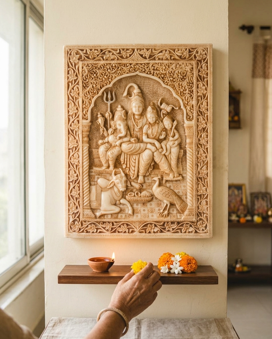 Hand-Craved Hindu Sculpture Wall Hangings - for Home, Temple, Puja | Religious Decor & Gift