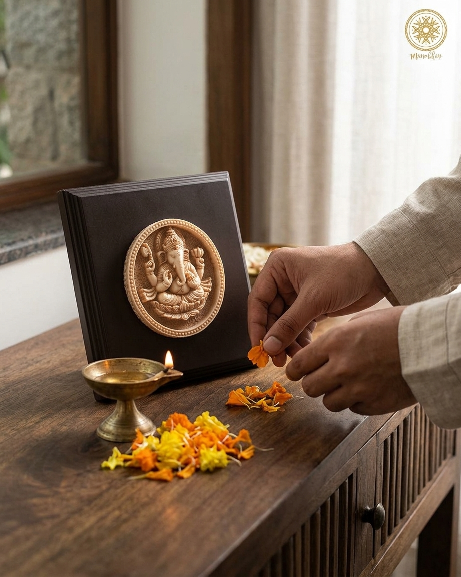 Lord Ganesha Wooden & Resin Wall Hanging Frame | Spiritual Wall Decor