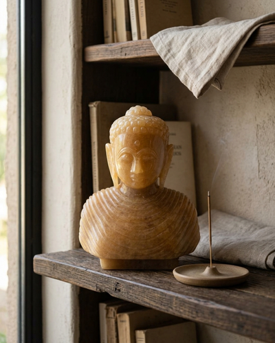 Natürliche gelbe Aventurin-Buddha-Statue | Handgefertigte dekorative Skulptur