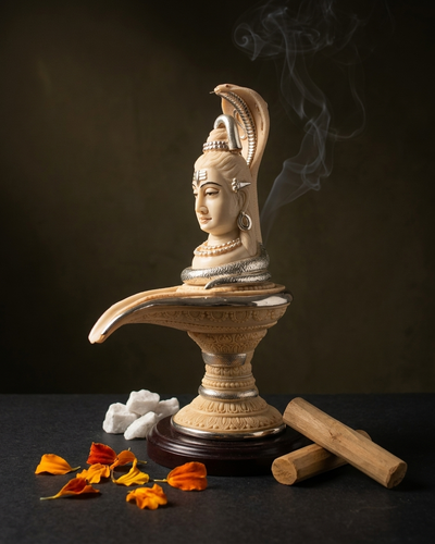 Handgeschnitztes Shiva-Idol aus Kunstharz für Zuhause | Spirituelle Shiva-Linga-Statue