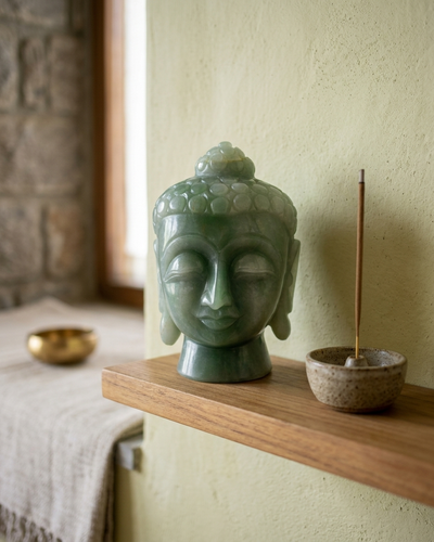 Grüner Aventurin Buddha Statue – Handgeschnitztes Kristall-Dekostück für Frieden